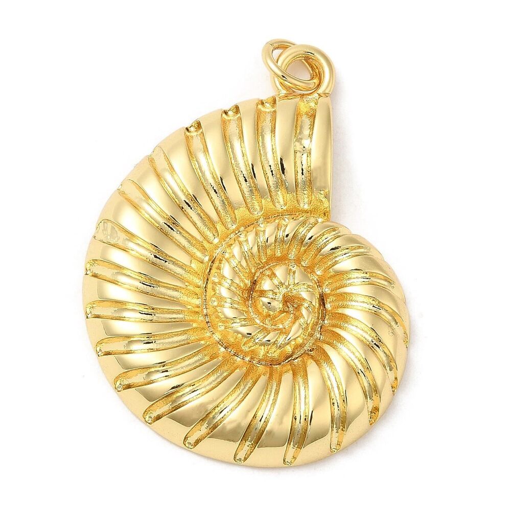 1256 10Pcs 18K Gold Plated Brass Pendants Golden Conch Charms Gold Filled